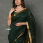 Very Much Indian ! High Quality Pure Mul Cotton Handloom Saree - Dark Green | Swadesiicart