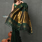 Very Much Indian ! High Quality Pure Mul Cotton Handloom Saree - Dark Green | Swadesiicart