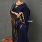Very Much Indian Designer! High Quality Pure Mul Cotton Handloom Saree - Dark Blue | Swadesiicart