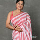 Very Much Indian Designer! Pure Mul Cotton Handloom Saree - Red White Stripes | Swadesiicart