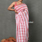 Very Much Indian Designer! Pure Mul Cotton Handloom Saree - Red White Stripes | Swadesiicart