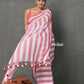 Very Much Indian Designer! Pure Mul Cotton Handloom Saree - Red White Stripes | Swadesiicart