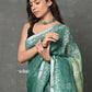 Very Much Indian Designed By VMI~ Handloom Pure Organic Natural Linen Saree - HandBlock Printed - Olive Green | Swadesiicart