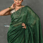 Very Much Indian Mul Cotton Zari Design Handloom Woven Saree - Dark Green | Swadesiicart