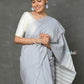 Very Much Indian Pure Mul Cotton Handloom Saree ~ Grey | Swadesiicart
