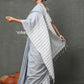 Very Much Indian Tyohaar - Pure Mul Cotton Handloom Saree - Grey | Swadesiicart