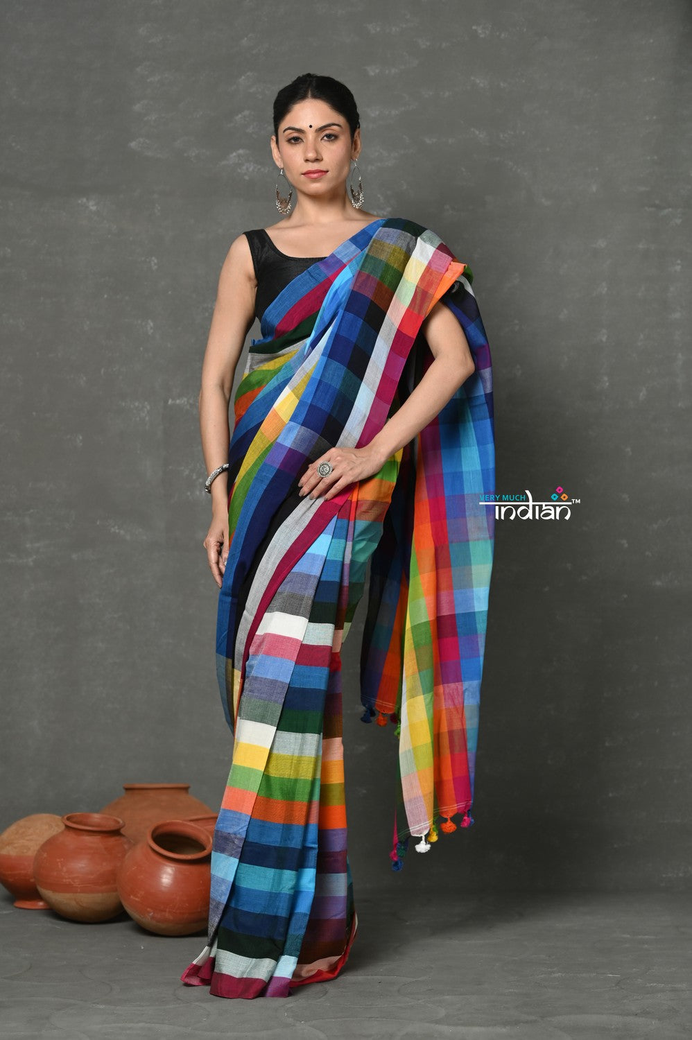 Very Much Indian Tyohaar - Exclusive! Pure Cotton Handloom Saree - Dream Rainbow Saree | Swadesiicart