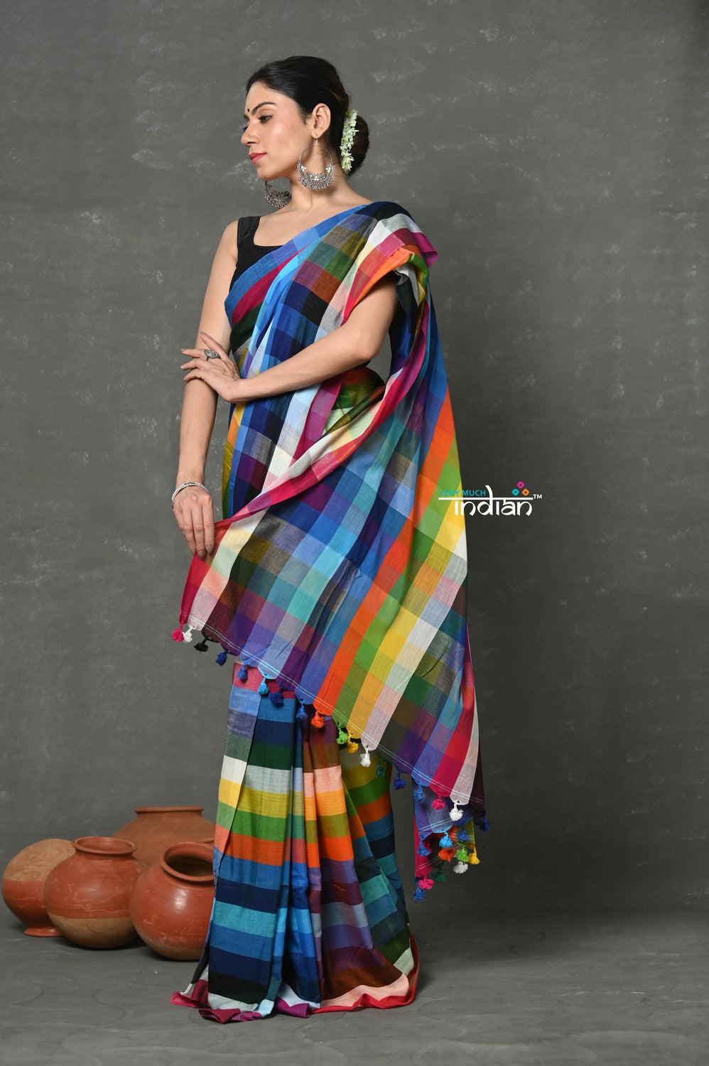 Very Much Indian Tyohaar - Exclusive! Pure Cotton Handloom Saree - Dream Rainbow Saree | Swadesiicart