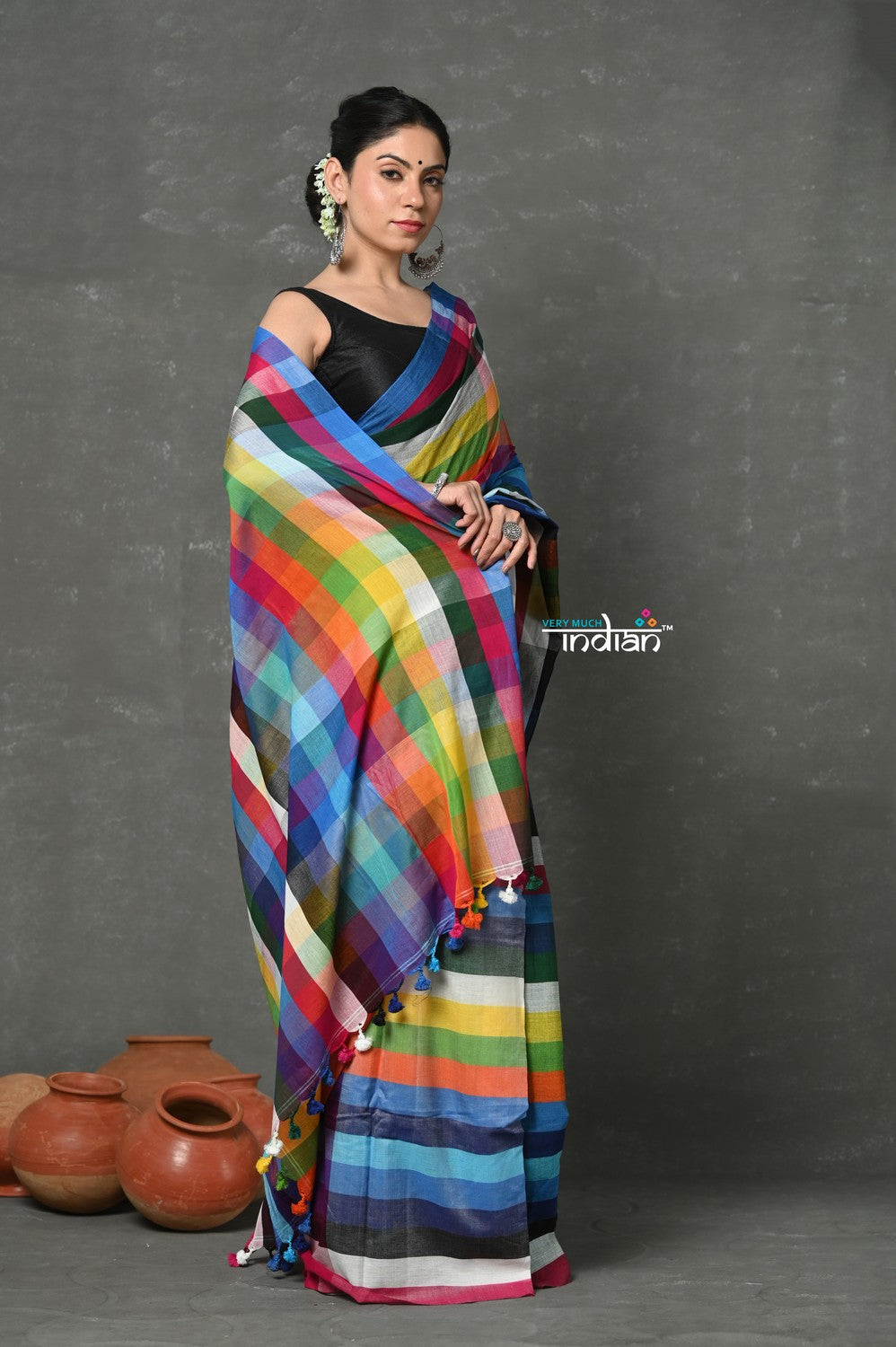 Very Much Indian Tyohaar - Exclusive! Pure Cotton Handloom Saree - Dream Rainbow Saree | Swadesiicart