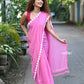 Very Much Indian Taapsee - Handloom Pure Mul Cotton Saree With Sleek Border - Wisteria Pink | Swadesiicart