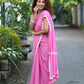 Very Much Indian Taapsee - Handloom Pure Mul Cotton Saree With Sleek Border - Wisteria Pink | Swadesiicart