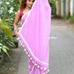 Very Much Indian Taapsee - Designer! Pure Mul Cotton Saree with Sleek Border - Blush Pink | Swadesiicart