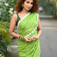Very Much Indian Taapsee - Designer! Pure Mul Cotton Saree with Sleek Border - Leaf Green | Swadesiicart