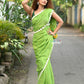 Very Much Indian Taapsee - Designer! Pure Mul Cotton Saree with Sleek Border - Leaf Green | Swadesiicart