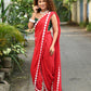 Very Much Indian Taapsee - Designer! Pure Mul Cotton Saree with Sleek Border - Bright Red | Swadesiicart