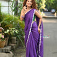 Very Much Indian Taapsee - Designer! Pure Mul Cotton Saree with Sleek Border - Purple | Swadesiicart