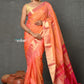 Very Much Indian Tyohaar - Handloom Pure Chanderi Cotton Silk Saree With Golden Border - Peach | Swadesiicart