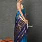 Very Much Indian Handloom Pure Cotton Silk Saree With Golden Border - Blue | Swadesiicart
