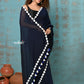 Very Much Indian Taapsee - Designer! Pure Mul Cotton Saree with Sleek Border - Dark Blue | Swadesiicart