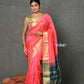 Very Much Indian Tyohaar - Handloom Pure Chanderi Cotton Silk Saree With Golden Border - Pink | Swadesiicart