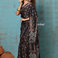 Very Much Indian Handloom Modal Silk Saree With Ajrakh Handblock Print With Eco-Friendly Vegetable Dye- Black Hue | Swadesiicart