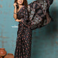 Very Much Indian Handloom Modal Silk Saree With Ajrakh Handblock Print With Eco-Friendly Vegetable Dye- Black Hue | Swadesiicart
