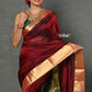 Very Much Indian Handloom Pure Cotton Silk Saree With Golden Border - Maroon | Swadesiicart