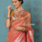 Very Much Indian Tyohaar - Exclusive! Banarasi Handloom Crushed - Pure Tissue Silk Saree - Serene Peachy Orange (Silk Mark Certified) | Swadesiicart