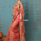 Very Much Indian Tyohaar - Exclusive! Banarasi Handloom Crushed - Pure Tissue Silk Saree - Serene Peachy Orange (Silk Mark Certified) | Swadesiicart