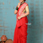 Very Much Indian Suhaani - Handloom Khaddi Georgette Saree With Sleek Border - Red (Silk Mark) | Swadesiicart