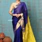 Very Much Indian Prerna - Handloom Pure Chanderi Cotton Silk Saree With Golden Border - Royal Blue | Swadesiicart