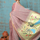 Very Much Indian Tyohaar - Handloom Pure Cotton Paithani With Peacock Pallu - Rose Gold | Swadesiicart