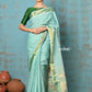 Very Much Indian Tyohaar - Handloom Pure Cotton Paithani With Revival Asawali Pallu - Sea Blue | Swadesiicart