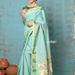 Very Much Indian Tyohaar - Handloom Pure Cotton Paithani With Revival Asawali Pallu - Sea Blue | Swadesiicart