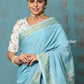 Very Much Indian Tyohaar - Handloom Pure Cotton Paithani With Lotus Pallu - Sky Blue | Swadesiicart
