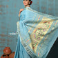 Very Much Indian Tyohaar - Handloom Pure Cotton Paithani With Lotus Pallu - Sky Blue | Swadesiicart