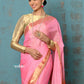 Very Much Indian Prerna - Handloom Pure Chanderi Cotton Silk Saree With Golden Border - Feather Pink | Swadesiicart