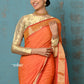 Very Much Indian Tyohaar - Handloom Pure Cotton Paithani With Asawali Pallu - Serene Orange | Swadesiicart