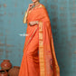 Very Much Indian Tyohaar - Handloom Pure Cotton Paithani With Asawali Pallu - Serene Orange | Swadesiicart