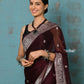 Very Much Indian Suhaani - Handloom Khaddi Georgette Saree With Sleek Border - Maroon (Silk Mark) | Swadesiicart