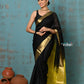 Very Much Indian Prerna - Handloom Pure Chanderi Cotton Silk Saree With Golden Border - Black | Swadesiicart