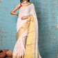Very Much Indian Tyohaar - Handloom Pure Organic Linen Saree With Golden Border - Baby Pink (High Quality Linen) | Swadesiicart