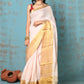 Very Much Indian Tyohaar - Handloom Pure Organic Linen Saree With Golden Border - Baby Pink (High Quality Linen) | Swadesiicart