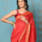 Very Much Indian Tyohaar - Pure Mul Cotton Handloom Saree - Red | Swadesiicart