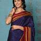 Very Much Indian Tyohaar - Traditional Handloom Royal Blue Ilkal Cotton Viscose with Red Pure Silk Pallu | Swadesiicart