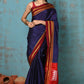 Very Much Indian Tyohaar - Traditional Handloom Royal Blue Ilkal Cotton Viscose with Red Pure Silk Pallu | Swadesiicart