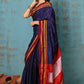 Very Much Indian Tyohaar - Traditional Handloom Royal Blue Ilkal Cotton Viscose with Red Pure Silk Pallu | Swadesiicart