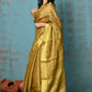 Very Much Indian Tyohaar - Pure Handwoven Organic Tissue Linen Saree - Shimmery Gold | Swadesiicart