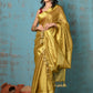 Very Much Indian Tyohaar - Pure Handwoven Organic Tissue Linen Saree - Shimmery Gold | Swadesiicart