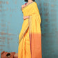 Very Much Indian Tyohaar - Pure Mul Cotton Handloom Saree - Yellow | Swadesiicart